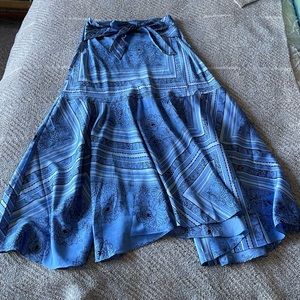 Blue Flowy Midi Skirt